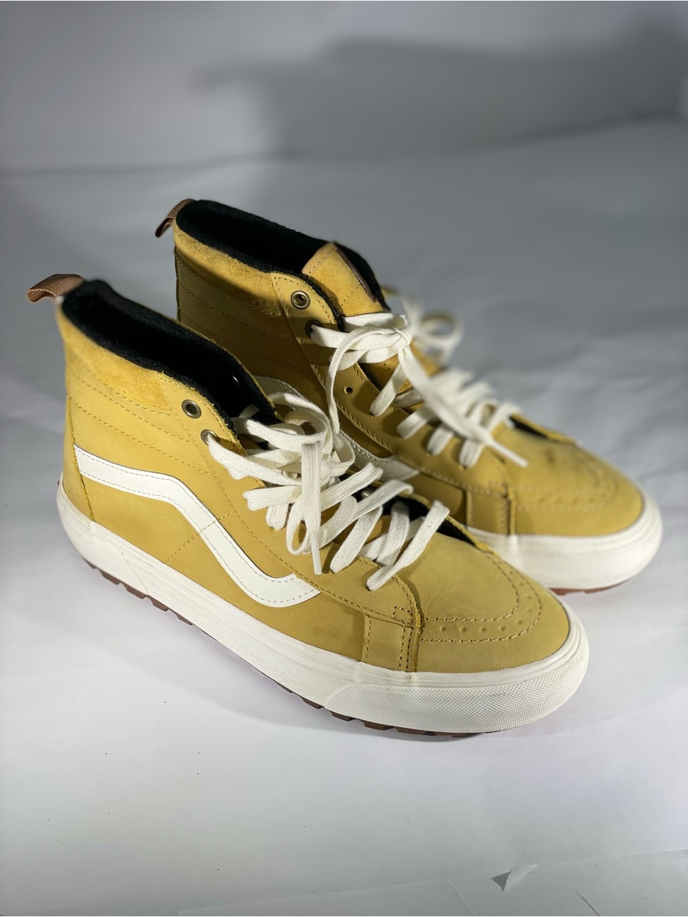 Vans Yellow High-Top Athletic Sneakers with White Stripe